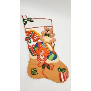VTG 1970's Sequined FELT CHRISTMAS STOCKING *Santa's Sack* Completed Bucilla